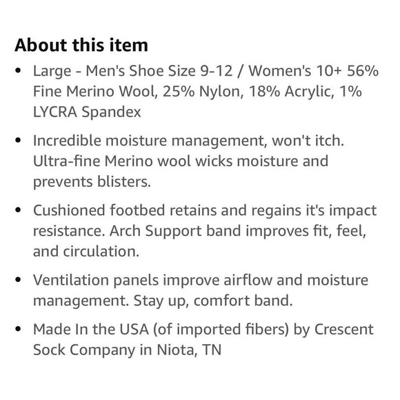 OMNI-WOOL 3-Pack Merino Wool Sz Large Hikers Wicking Arch Support Socks NWT - Picture 13 of 14